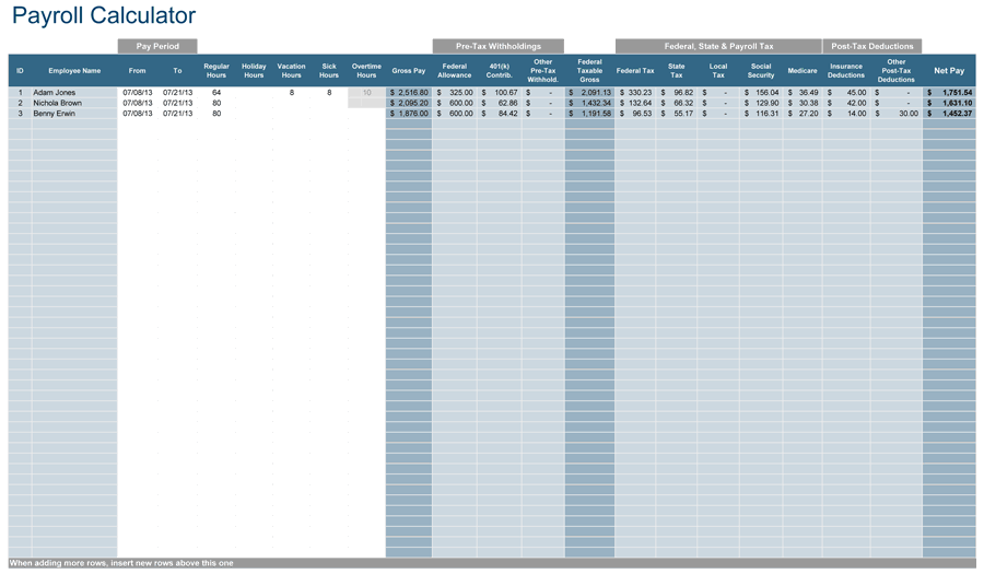 payroll calculator washington